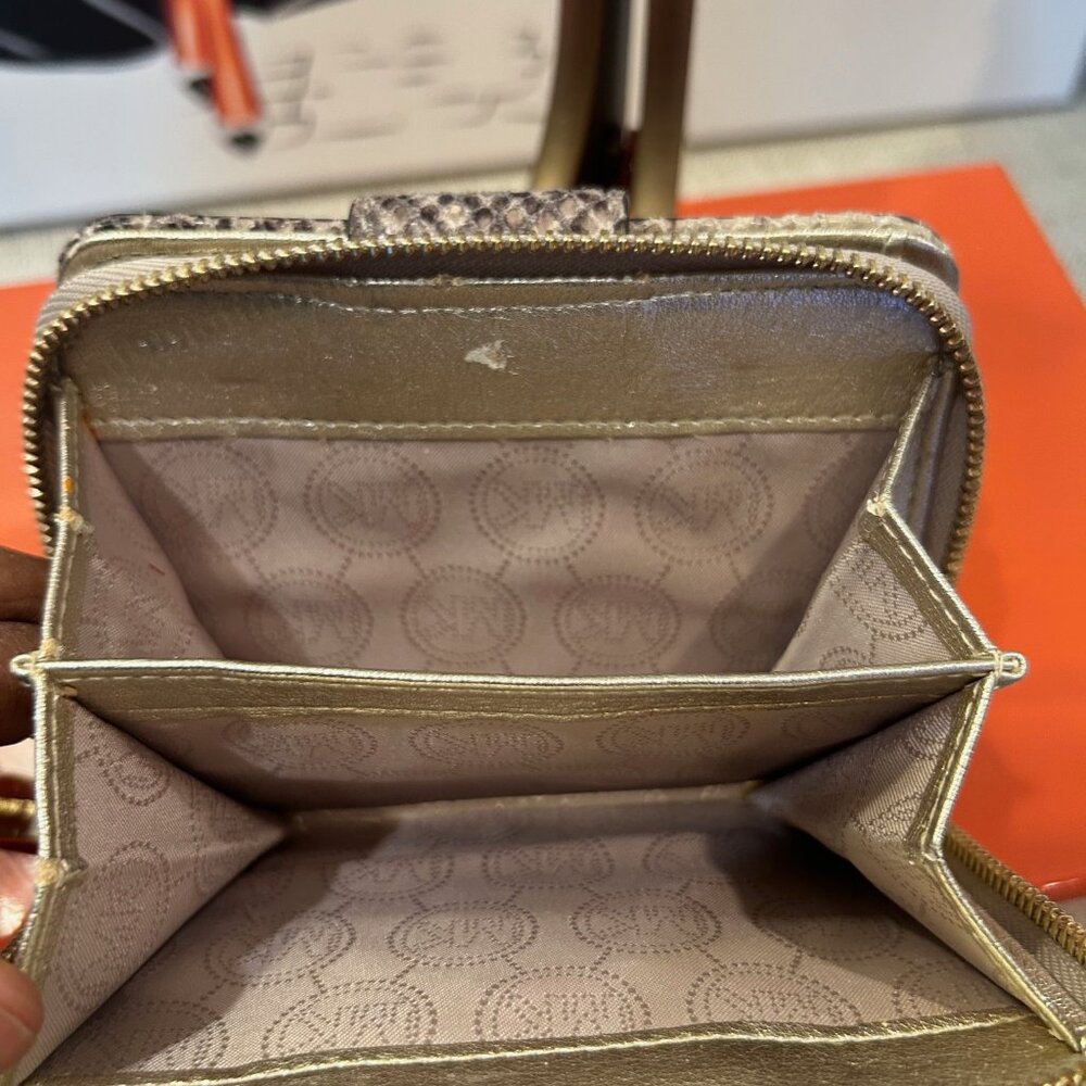 Michael Kors Jet Set Brown Python Leather Bifold … - image 7